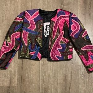 Vintage VTG 1980s 80s Designer Judith Roberts La Colleccion Purple Pink Jacket